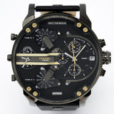 Diesel Mr Daddy 2.0 Chronograph Black Dial Black Leather Strap Watch For Men - DZ7348