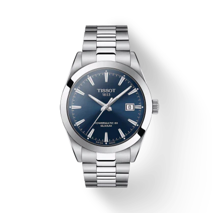 Tissot Gentlemen Powermatic 80 Silicium Blue Dial Silver Steel Strap Watch For Men - T127.407.11.041.00