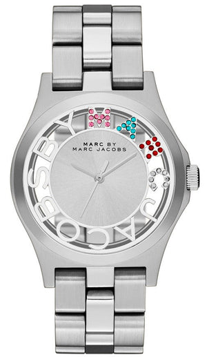 Marc Jacobs Henry Skeleton Silver Dial Silver Steel Strap Watch for Women - MBM3262