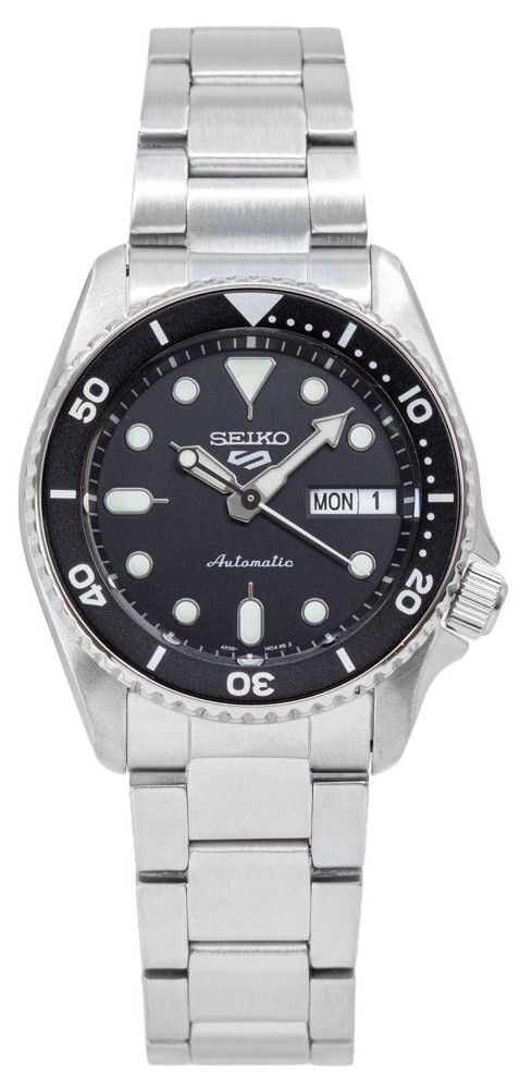 Seiko 5 Sports SKX Automatic Black Dial Silver Steel Strap Watch For Men - SRPK29K1