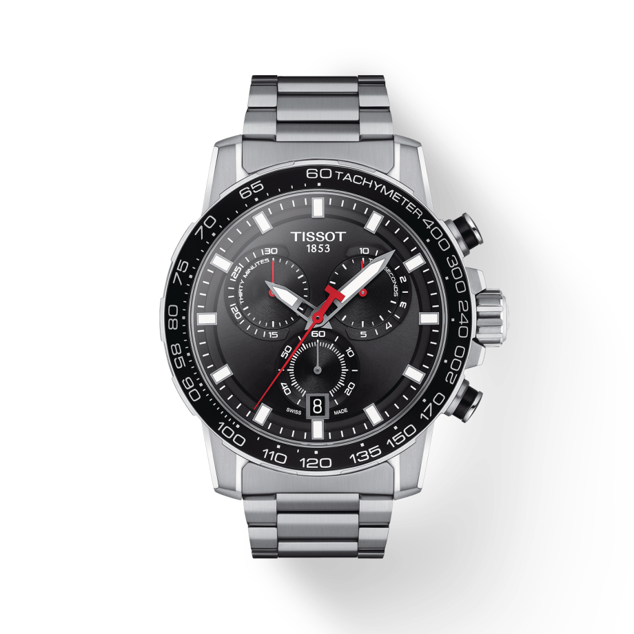 Tissot Supersport Chrono Black Dial Silver Steel Strap Watch For Men - T125.617.11.051.00