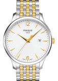 Tissot T Classic Tradition White Dial Two Tone Mesh Bracelet Watch For Men - T063.610.22.037.00