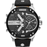 Diesel Mr Daddy Chronograph Black Dial Black Leather Strap Watch For Men - DZ7313