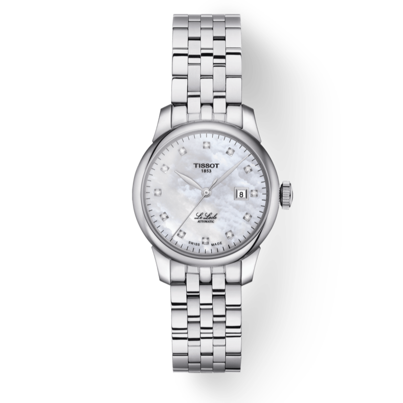 Tissot Le Locle Automatic Diamonds Mother of Pearl Dial Silver Steel Strap Watch For Women - T006.207.11.116.00