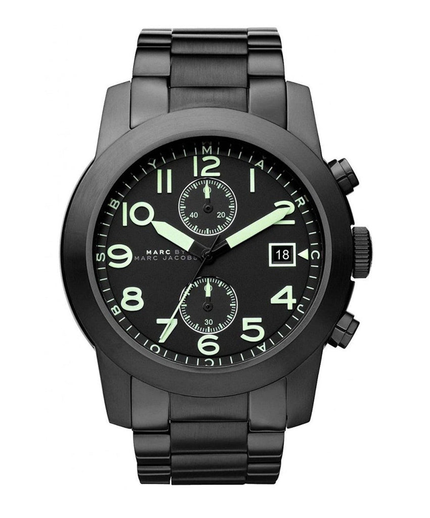 Marc Jacobs Larry Chronograph Black Dial Black Steel Strap Watch for Men - MBM5032
