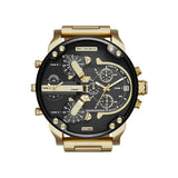 Diesel Mr Daddy 2.0 Chronograph Black Dial Gold Steel Strap Watch For Men - DZ7333