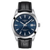 Tissot Gentleman Powermatic 80 Silicium Blue Dial Black Leather Strap Watch For Men - T127.407.16.041.01