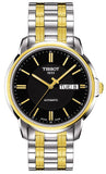 Tissot Automatics III Day Date Black Dial Two Tone Steel Strap Watch For Men - T065.430.22.051.00