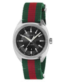 Gucci GG2570 Quartz Black Dial Green & Red Nylon Strap Watch For Men - YA142305