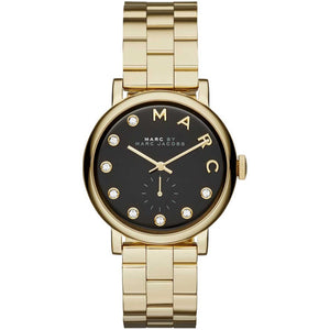 Marc Jacobs Baker Dexter Black Dial Gold Steel Strap Watch for Women - MBM3421