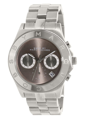 Marc Jacobs Blade Chronograph Brown Dial Silver Steel Strap Watch for Women - MBM8636