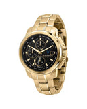 Maserati Successo Black Dial Gold Stainless Steel Watch For Men - R8873645002