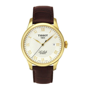 Tissot Le Locle Automatic Gold Dial Brown Leather Strap Watch For Men - T41.5.413.73