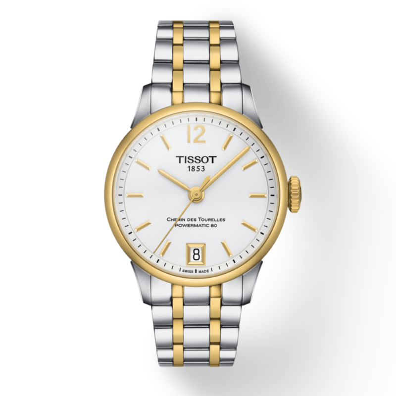 Tissot Chemin Des Tourelles Powermatic 80 Lady Silver Dial Two Tone Steel Strap Watch For Women - T099.207.22.037.00