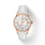 Tissot Chemin Des Tourelles Powermatic 80 Lady Silver Dial White Leather Strap Watch For Women - T099.207.36.118.00