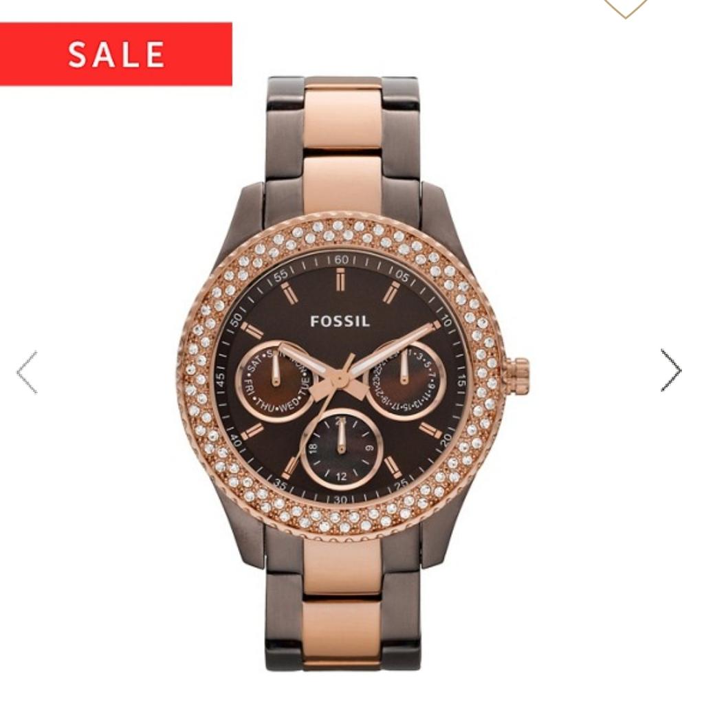 Fossil Stella Multifunction Brown Dial Two Tone Steel Strap Watch for Women - ES4079