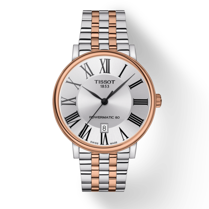 Tissot Carson Premium Powermatic 80 Silver Dial Two Tone Steel Strap Watch For Men - T122.407.22.033.00