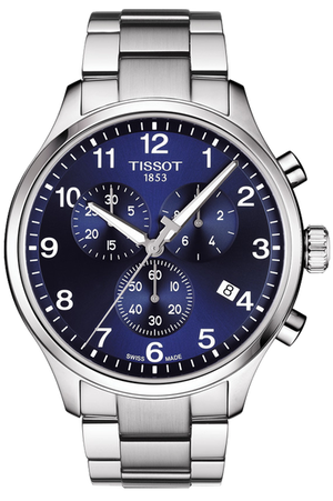 Tissot T Sport Chrono XL Classic Blue Dial Silver Steel Strap Watch For Men - T116.617.11.047.01