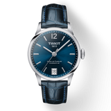 Tissot Chemin Des Tourelles Powermatic 80 Lady Blue Dial Blue Leather Strap Watch For Women - T099.207.16.047.00