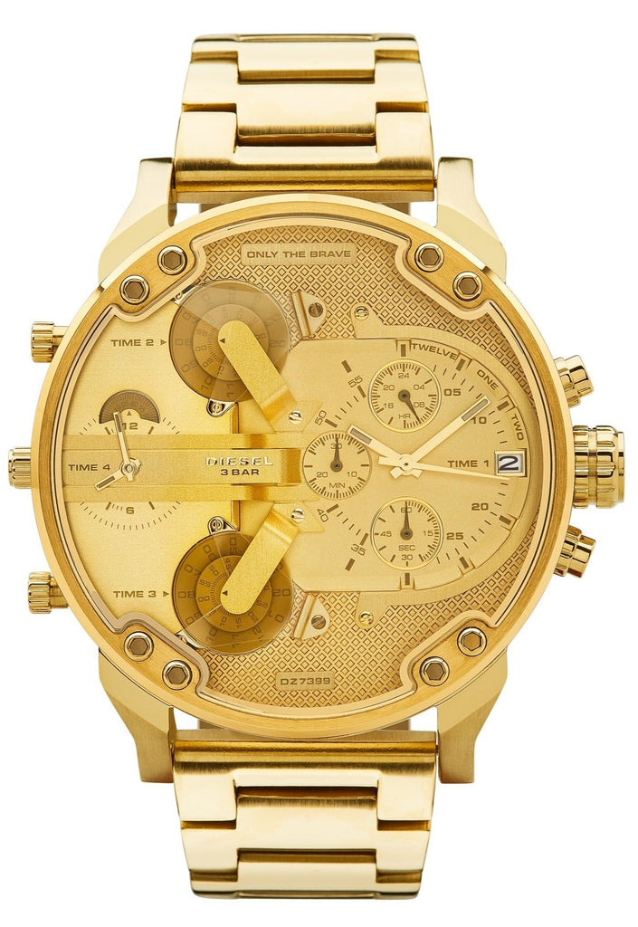 Diesel Mr Daddy 2.0 Chronograph Gold Dial Gold Steel Strap Watch For Men - DZ7399