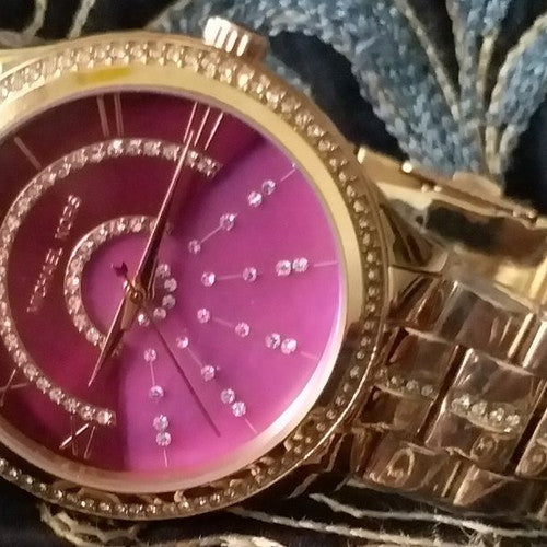 Michael Kors Lauryn Pink Dial Rose Gold Steel Strap Watch for Women - MK3722