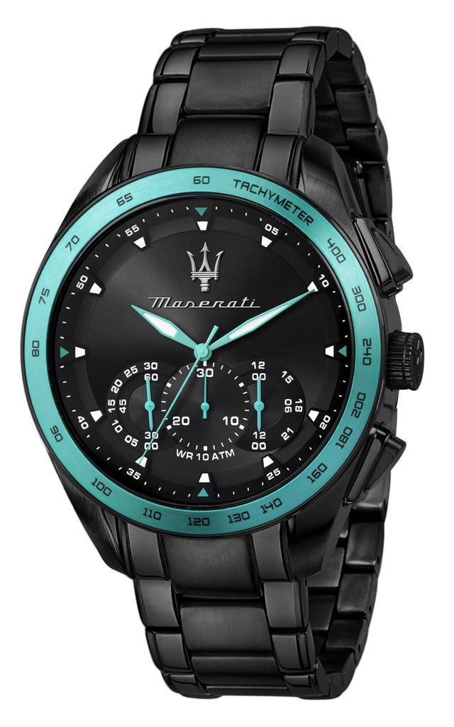 Maserati Traguardo Aqua Edition Black Dial Black Steel Strap Watch For Men - R8873644002
