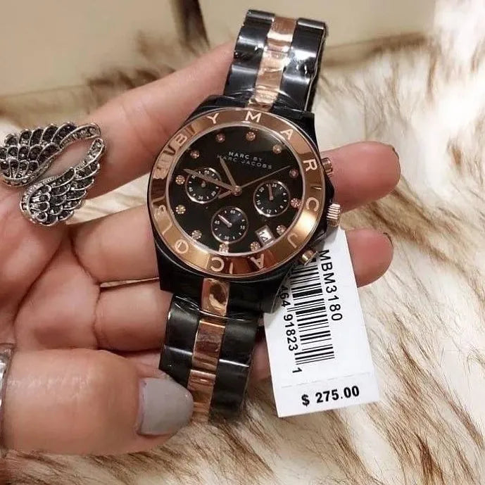 Marc Jacobs Blade Chronograph Grey Dial Two Tone Steel Strap Watch for Women - MBM3180