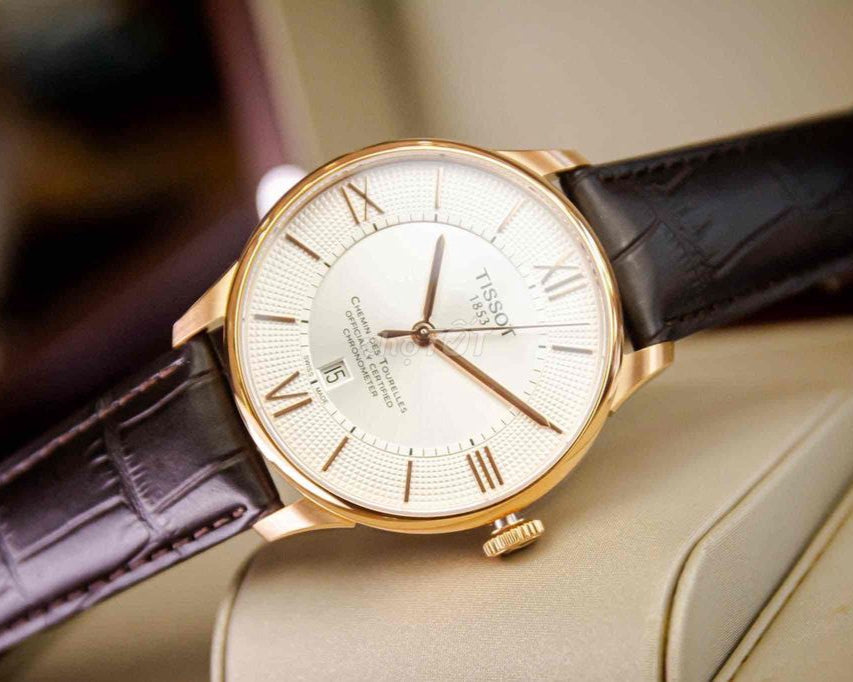 Tissot Chemin Des Tourelles Powermatic 80 Cosc Silver Dial Brown Leather Strap Watch For Men - T099.408.36.038.00