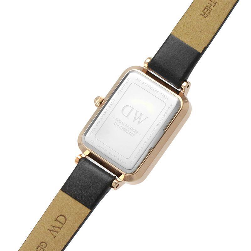 Daniel Wellington Quadro Pressed Sheffield Green Dial Black Leather Strap Watch For Women - DW00100439
