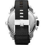 Diesel Mr Daddy Chronograph White Dial Black Leather Strap Watch For Men - DZ7125