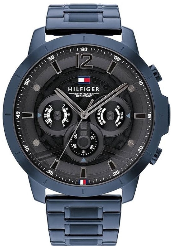 Tommy Hilfiger Luca Chronograph Grey Dial Blue Steel Strap Watch For Men - 1710493