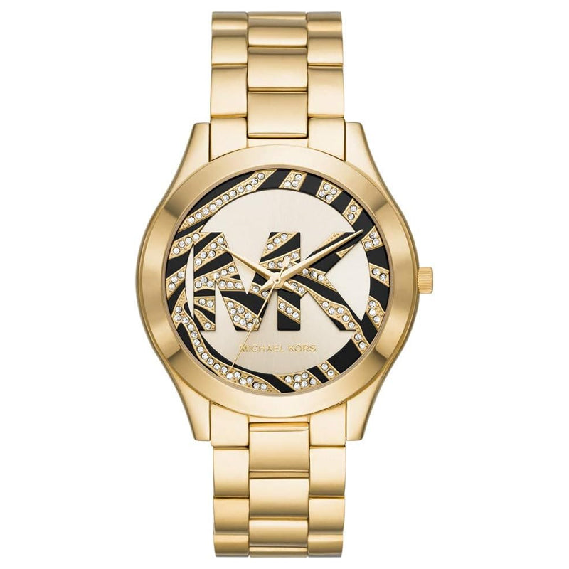 Michael Kors Runway Gold Dial Gold Steel Strap Watch For Women - MK4561