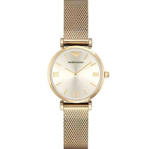Emporio Armani Retro Gold Dial Gold Mesh Bracelet Watch For Women - AR1957