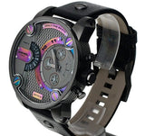 Diesel Badass Chronograph Anthracite Dial Black Leather Strap Watch For Men - DZ7270