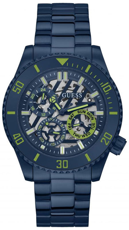 Guess Axle Multifunction Navy Blue Dial Blue Steel Strap Watch For Men - GW0488G4