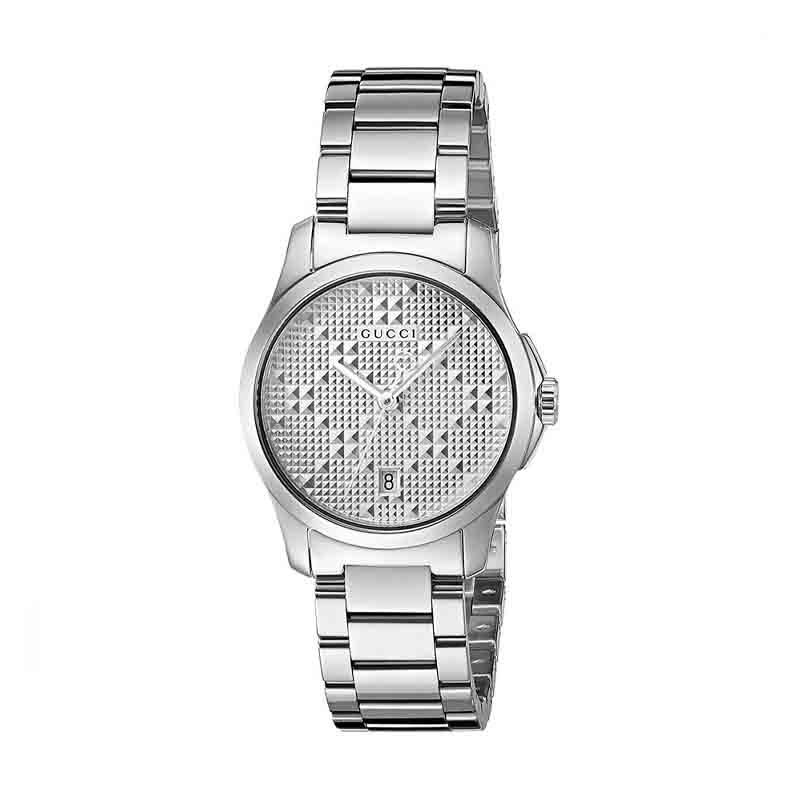 Gucci G Timeless Quartz Silver Dial Silver Steel Strap Watch For Women - YA126551