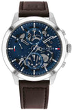 Tommy Hilfiger Henry Chronograph Blue Dial Brown Leather Strap Watch For Men -1710476