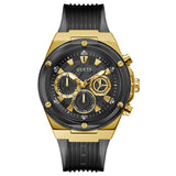 Guess Poseidon Chronograph Black Dial Black Silicone Strap Watch For Men - GW0425G1