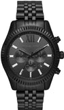 Michael Kors Lexington Chronograph Black Dial Black Steel Strap Watch For Men - MK8591