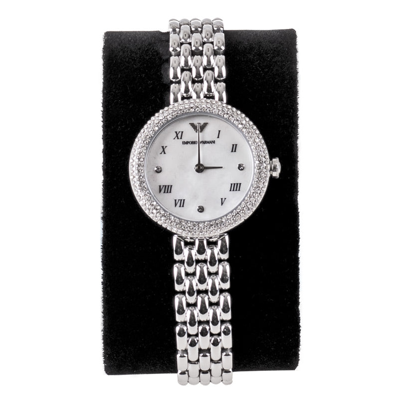 Emporio Armani Rosa Quartz White Dial Silver Steel Strap Watch For Women - AR11354