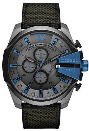 Diesel Mega Chief Chronograph Black Dial Black Nylon Strap Watch For Men - DZ4500