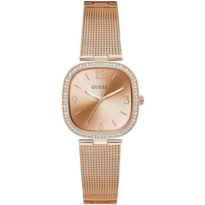 Guess Tapestry Diamonds Rose Gold Dial Rose Gold Mesh Bracelet Watch for Women - GW0354L3