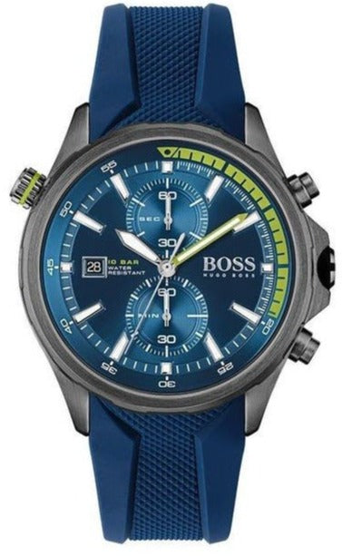 Hugo Boss Globetrotter Blue Dial Blue Silicone Strap Watch for Men - 1513821