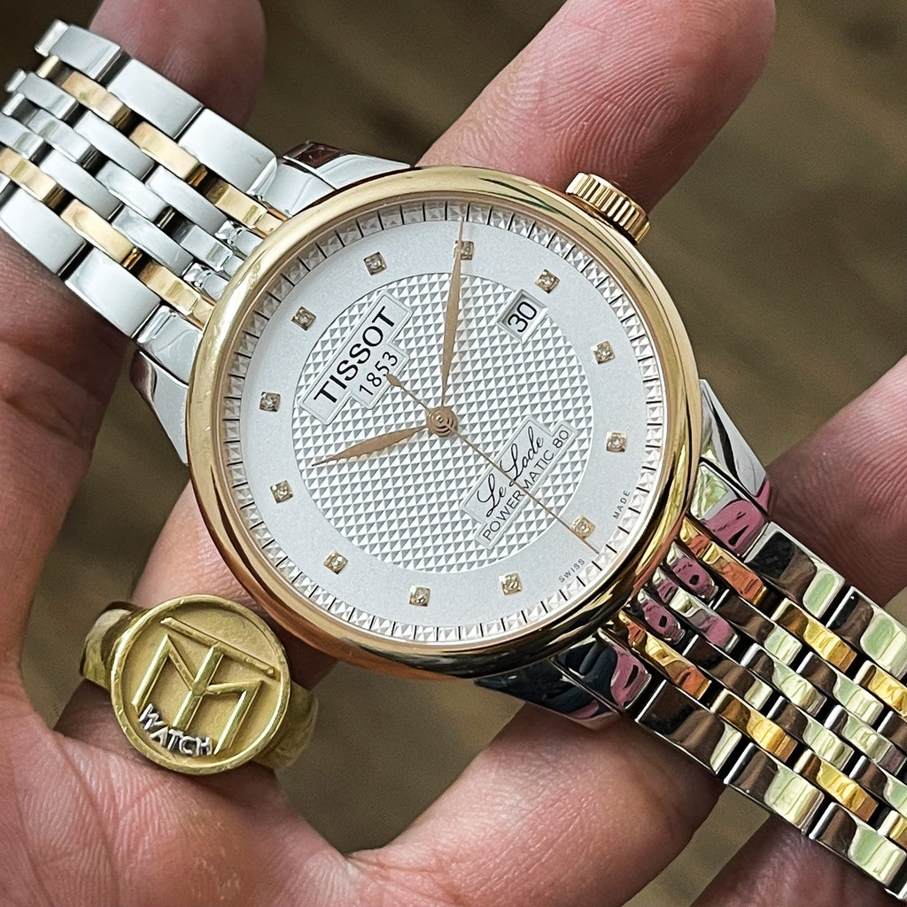 Tissot Le Locle Powermatic 80 Diamonds Silver Dial Two Tone Steel Strap Watch For Men - T006.407.22.036.01