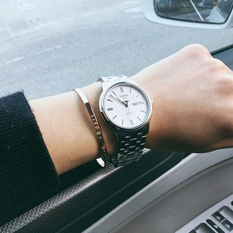 Tissot Automatics III Day Date White Dial Silver Steel Strap Watch For Men - T065.430.11.031.00