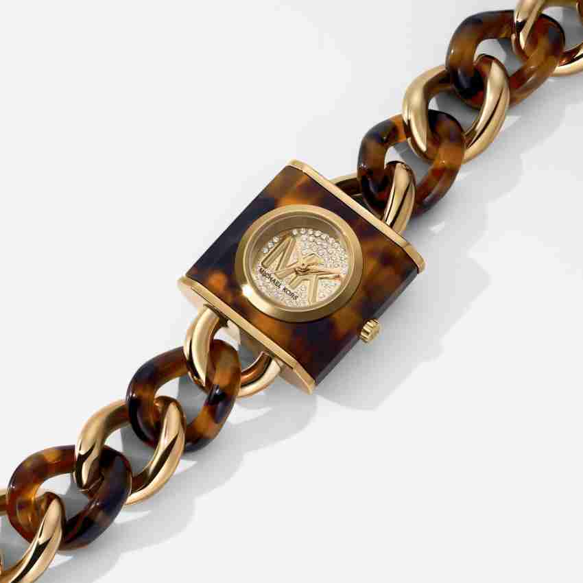 Michael Kors Chain Lock Analog Silver Dial Two Tone Steel Strap Watch for Women - MK4808