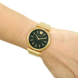 Versace V-Twist Black Dial Gold Mesh Bracelet Watch for Women - VELS00819