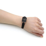 Daniel Wellington Quadro Sheffield Black Dial Black Leather Strap Watch For Women - DW00100435