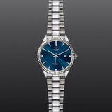 Tudor Style Automatic Diamonds Blue Dial Silver Steel Strap Watch for Men - M12710-0017