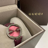 Gucci Interlocking G Quartz Pink Dial Pink Leather Strap Watch For Women - YA133321
